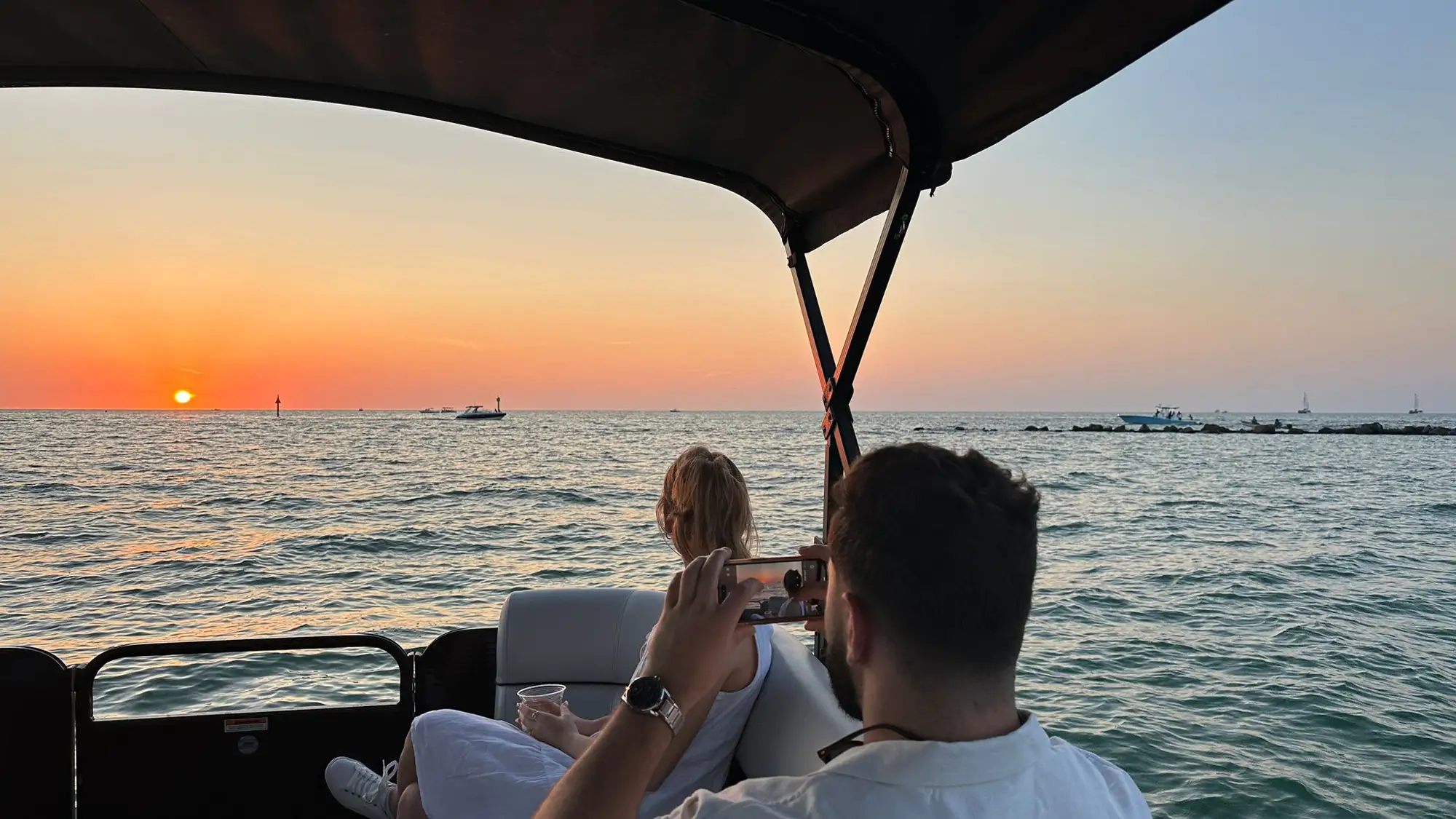Couple on Naples Cruise viewing sunset